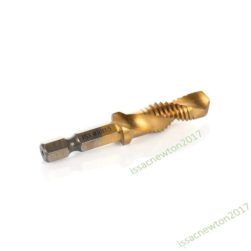 6PCS Hex Shank Titanium Plated Screw Thread Drill Bits Set Compound Tap M3 - M10