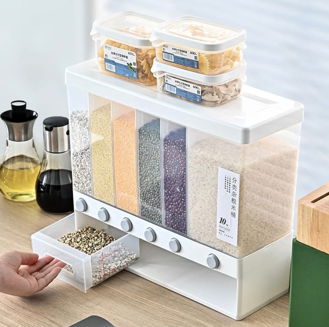 Partitioned Multifunctional cereal/rice dispenser
