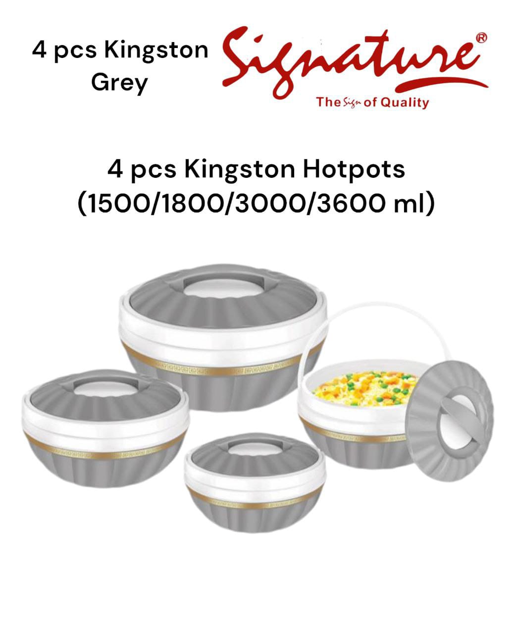 4pcs Kingston insulated hotpots 1500mls,1800mls,3000mls,3600mls