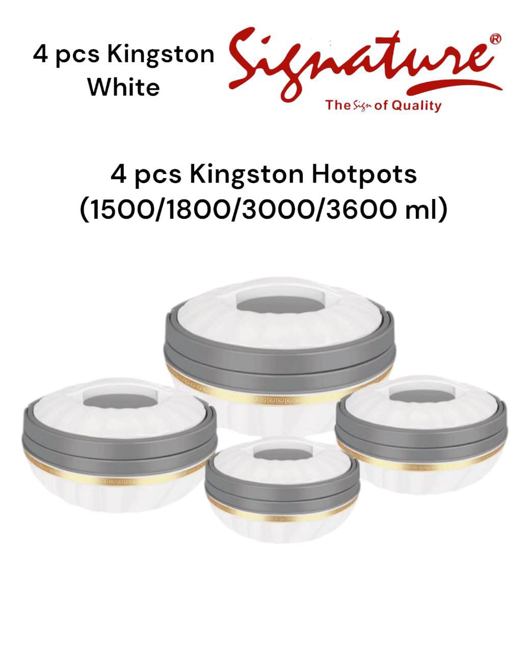 4pcs Kingston insulated hotpots 1500mls,1800mls,3000mls,3600mls
