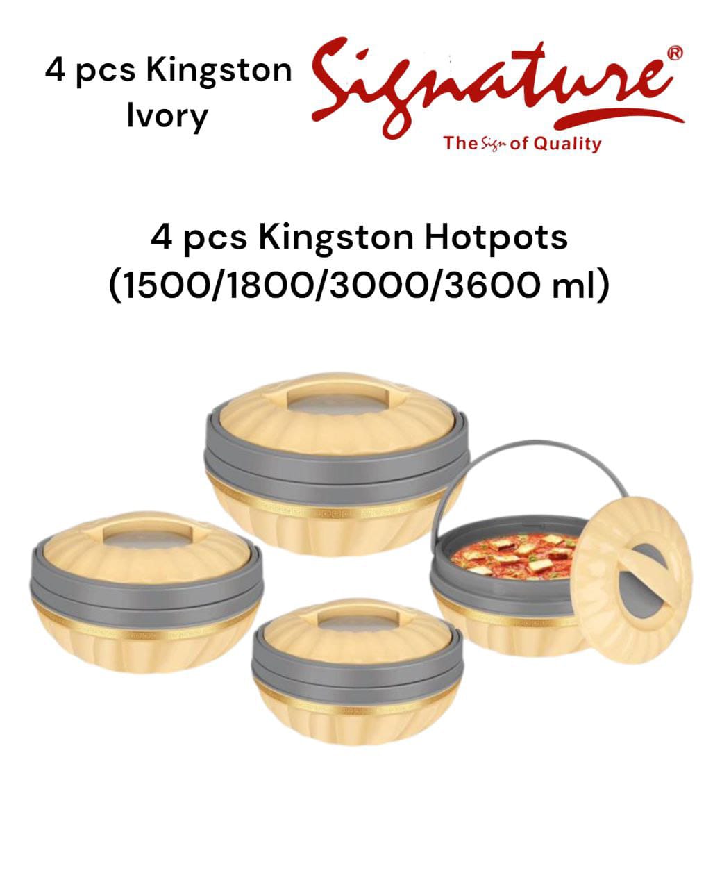 4pcs Kingston insulated hotpots 1500mls,1800mls,3000mls,3600mls