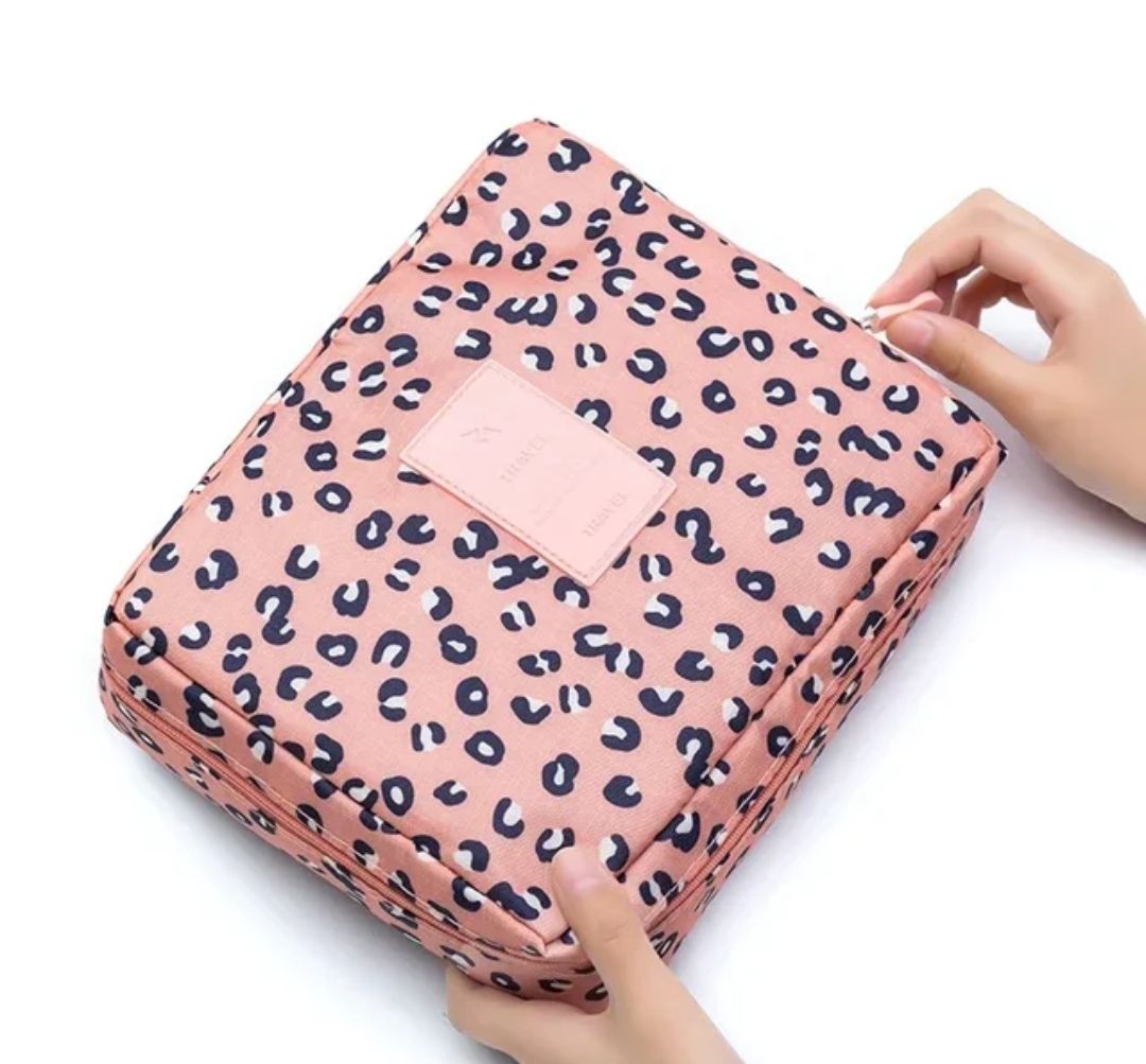 Floral Portable cosmetic makeup toiletry bags with hooks
