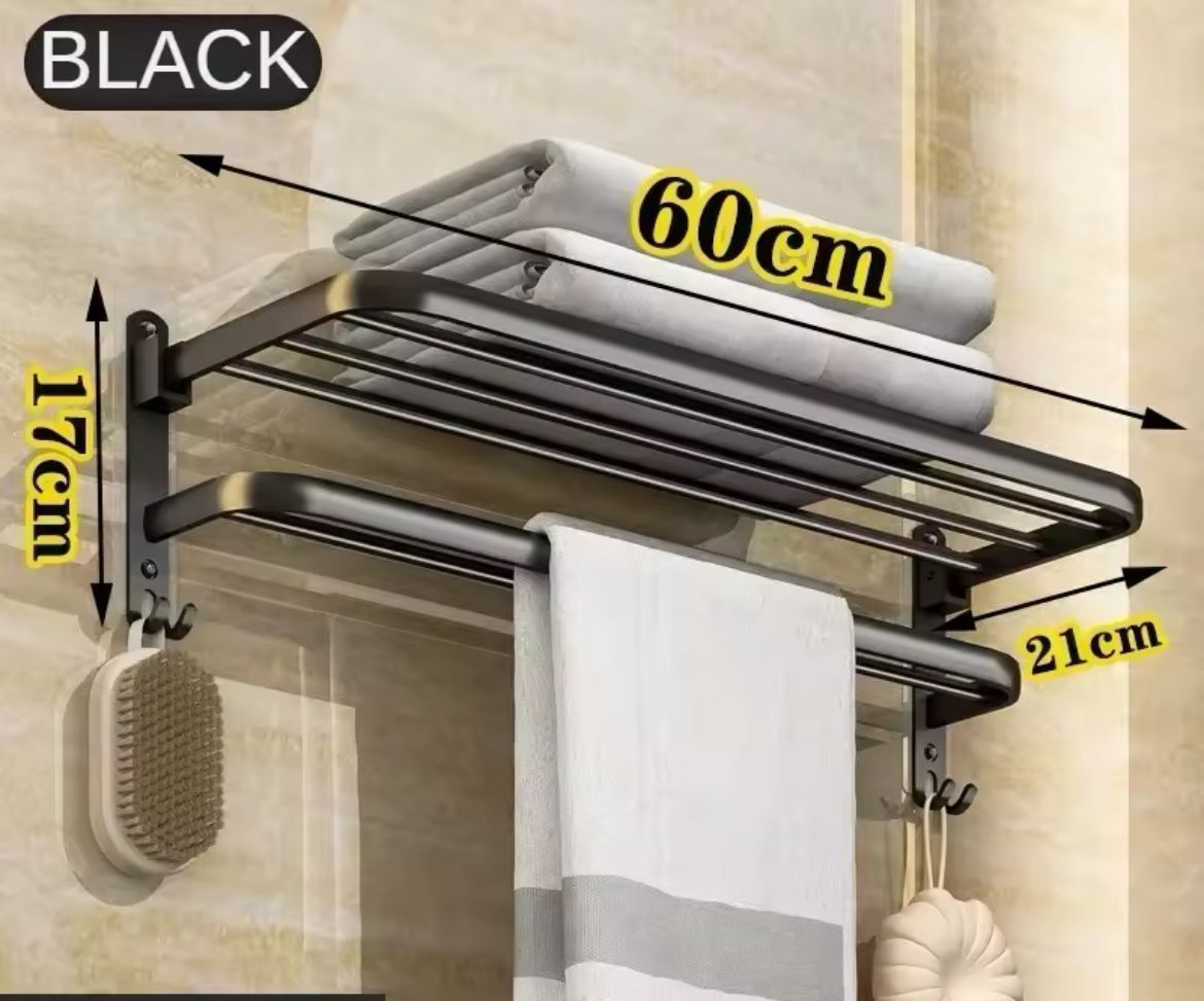 Black heavy aluminum Double-layer Towel Rack