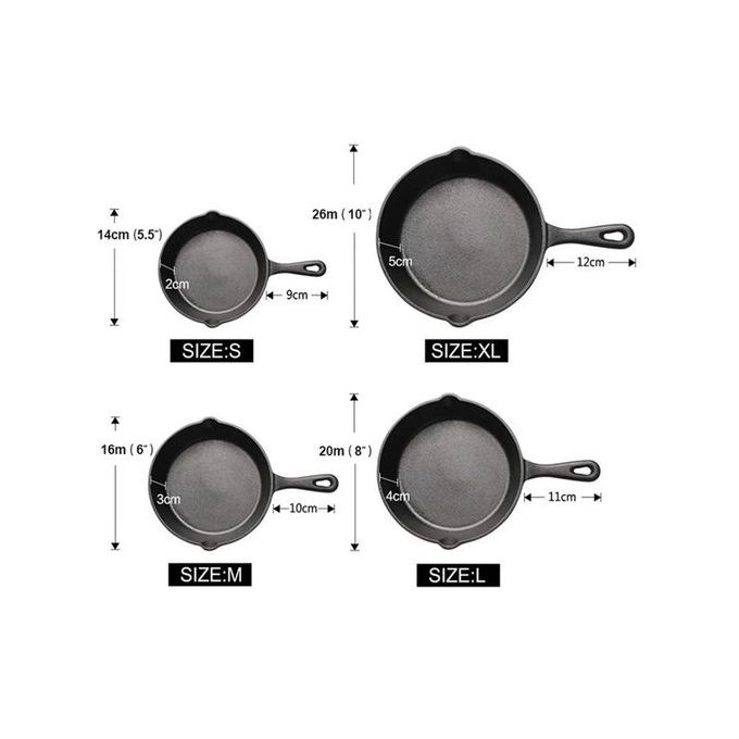 Cast Iron Frying Pan Cooking skillet egg & steak stir-fry pan 4PCS(Size 14/16/20/26CM?