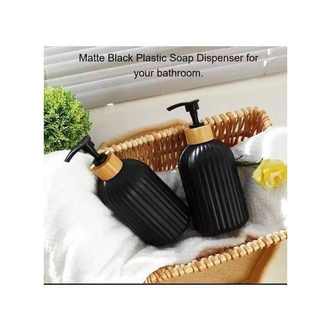 Luxury 500ml Non-Breakable Soap Dispenser With Banboo Lid- Black & White 1pc each
