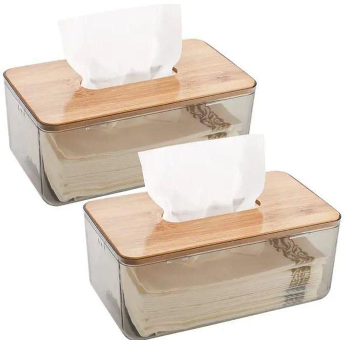 Acrylic Serviette Holder With Bamboo Lid 1pc