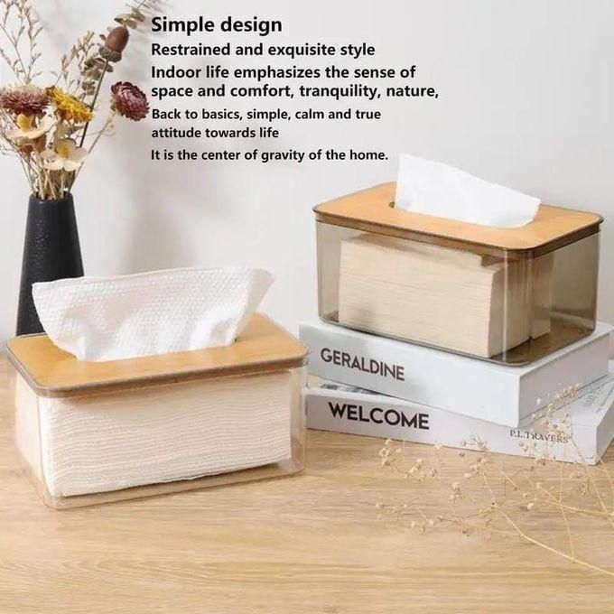 Acrylic Serviette Holder With Bamboo Lid 1pc