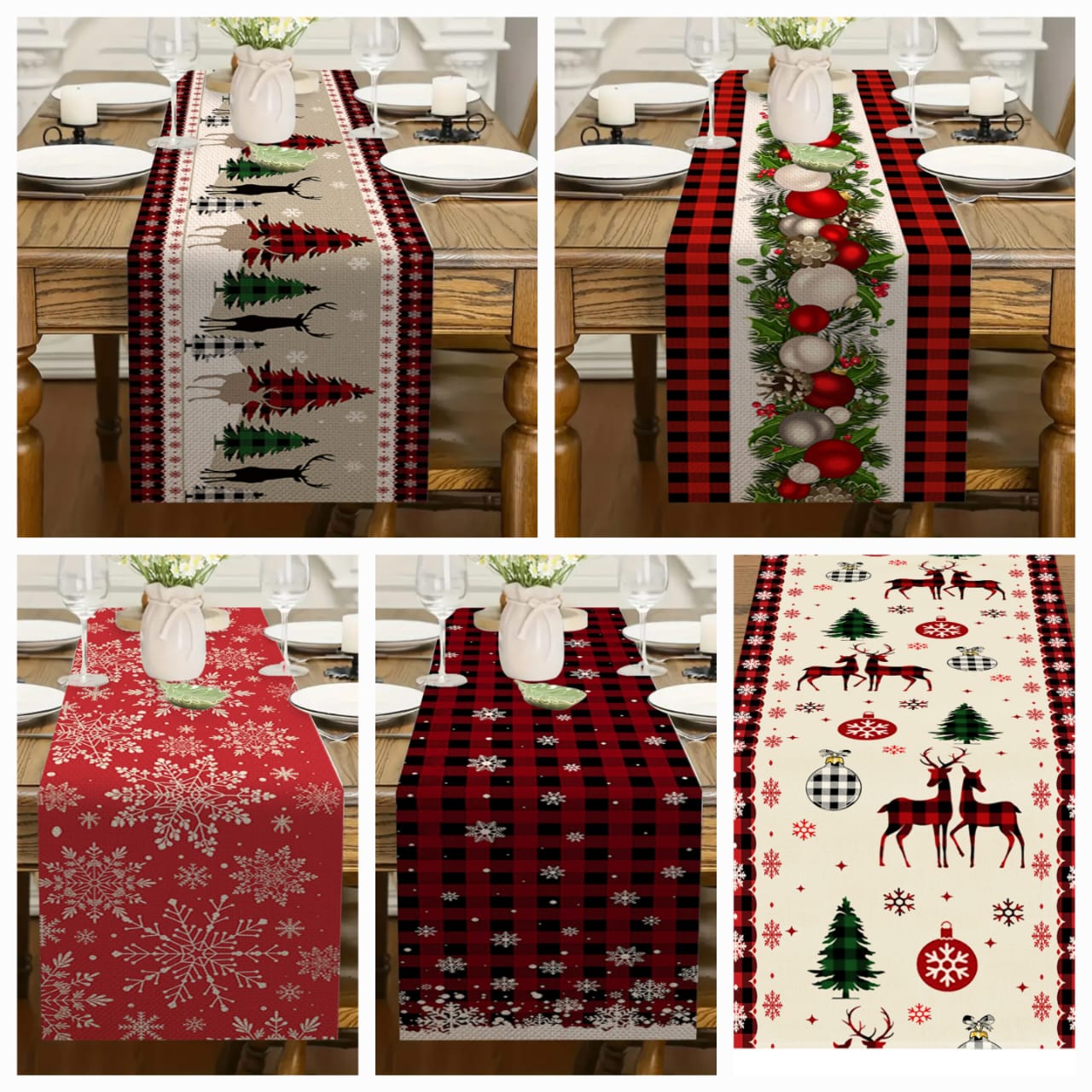 Assorted 33×185cm Decorative Christmas Table Runner 1pc