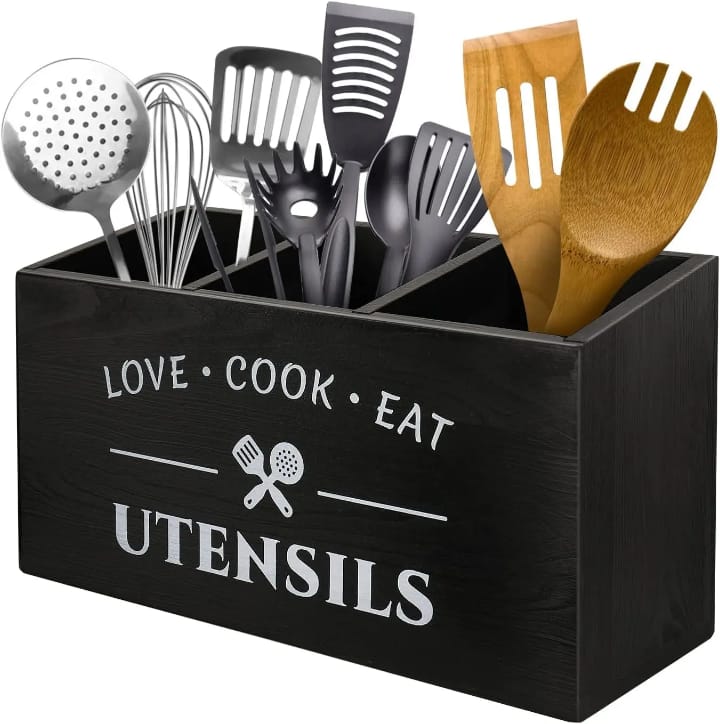 Rustic Wooden Cutlery Box/ Utensils Organizer -Free Standing/Wall Mount