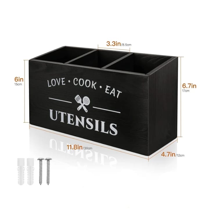 Rustic Wooden Cutlery Box/ Utensils Organizer -Free Standing/Wall Mount