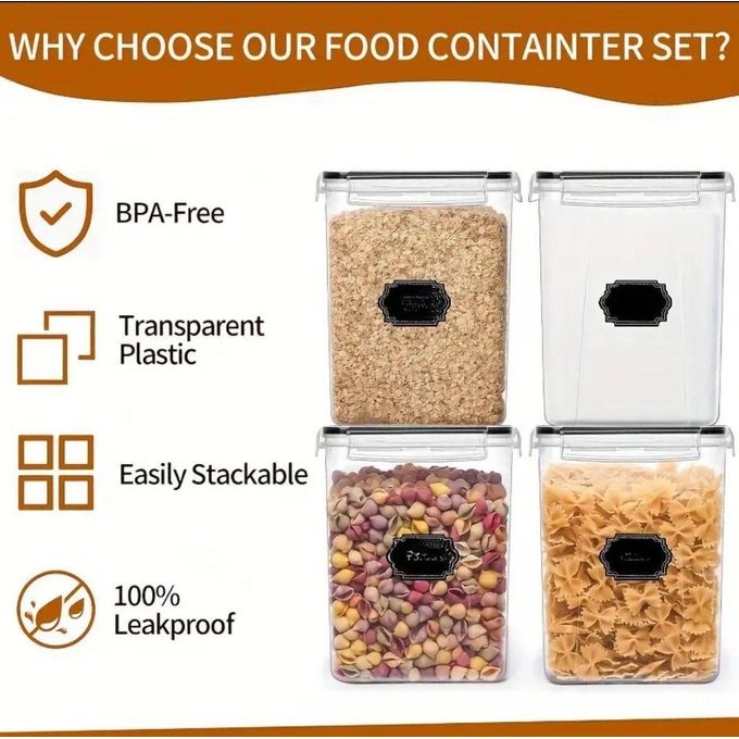 4Pcs airtight food storage containers 5.2L Each