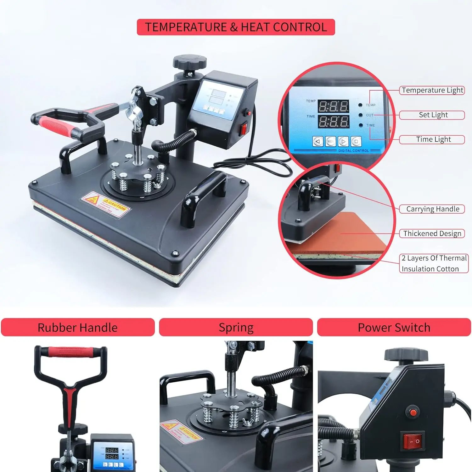 Combo Heat Press Machine 8 in 1 360-Degree Swing Away Digital transfer Sublimation for T Shirts Mug Hat Plate Cap
