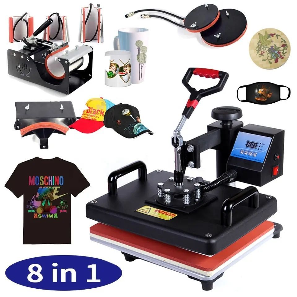 15 x 12 inch 8 in 1 heat press 1250 watt sublimation machine rotary swing shirt printing machine DIY t-shirt cap and mug