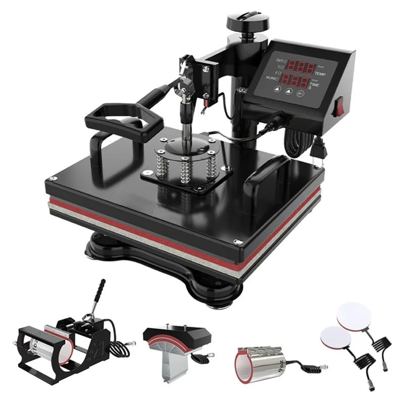 8 in 1 heat press machine for t-shirt/mug/hat wholesale high quality portable flatbed mini heat press machine