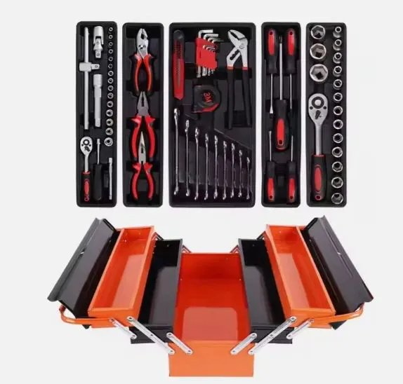 Professional 168pcs Mechanic Socket Ratchet Wrench Hand Tool Kits in 5 Layers Metal Box for Automobile Repair Workshop