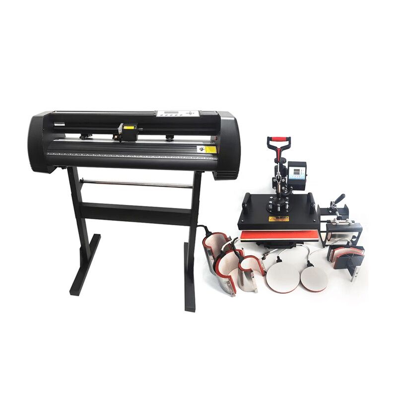 Combo Branding Kit :2feet Vinyl Cutter Plotter + 8 In 1 Heat Press Machine