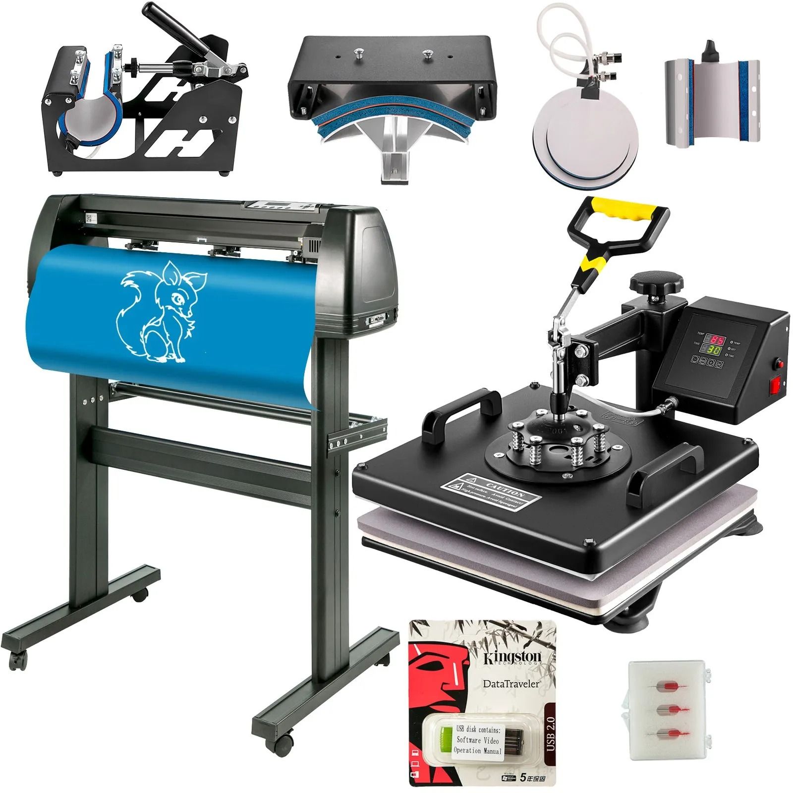 8 In 1 Heat Press 15"x12" Sublimation Machine + 28" Vinyl Cutter/plotter Cutting