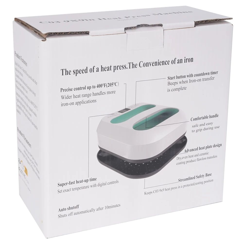 Easy Press Machine 9x9 Iron Type Heat Pess Machine for T Shirt Printing Sublimation Transfer Logo