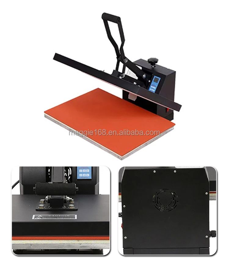38×38cm Clamshell Heat Press Machine – Flat-Bed Sublimation Transfer Printer for T-Shirts & Garments – Digital Temperature & Timer Control