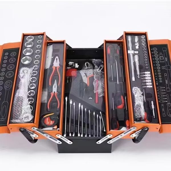 85PCS Tool Set Iron Box With 3 Drawers 72 Teeth Auto Release Wrench Mechanic Tool Kit for Repair Workshop Garage