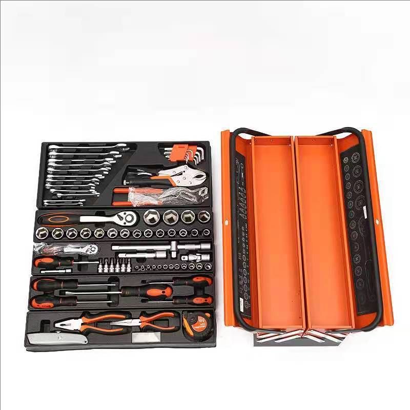 85PCS Tool Set Iron Box With 3 Drawers 72 Teeth Auto Release Wrench Mechanic Tool Kit for Repair Workshop Garage