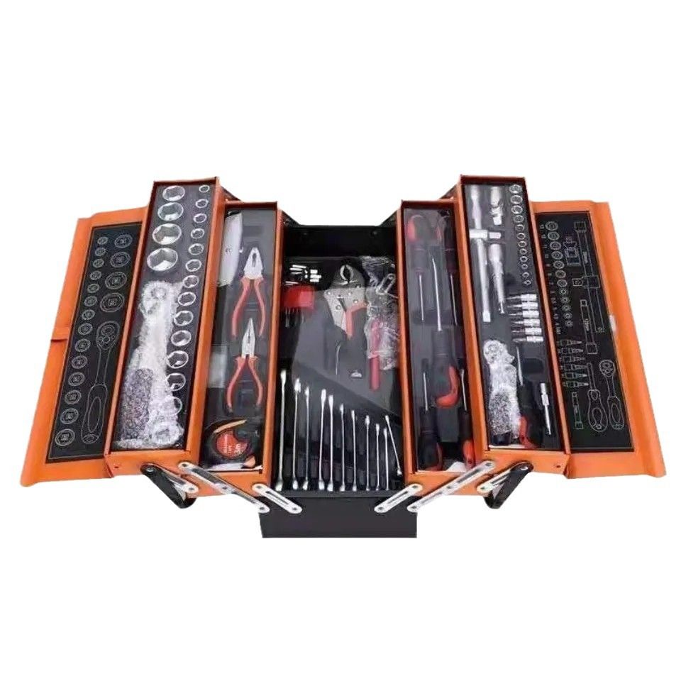 85PCS Tool Set Iron Box With 3 Drawers 72 Teeth Auto Release Wrench Mechanic Tool Kit for Repair Workshop Garage