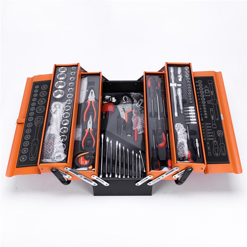 85PCS Tool Set Iron Box With 3 Drawers 72 Teeth Auto Release Wrench Mechanic Tool Kit for Repair Workshop Garage