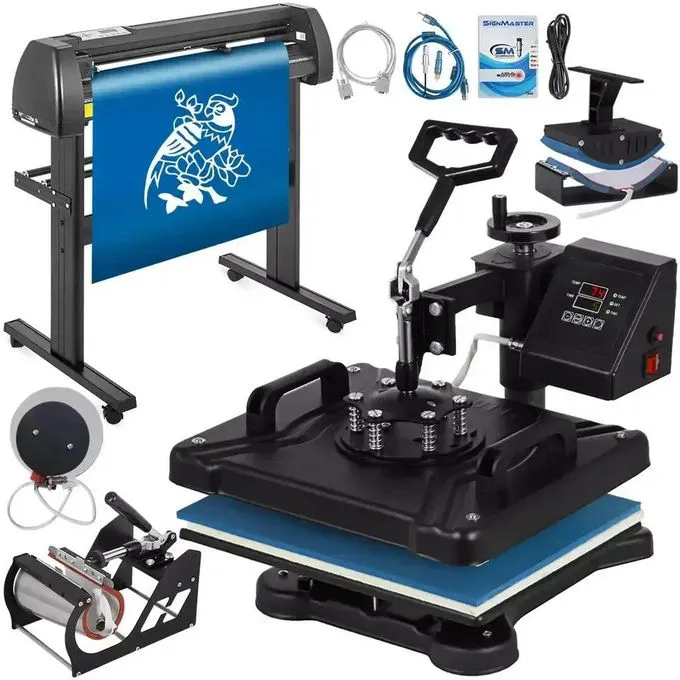 Combo Heat Press Machine 8 in 1 T-Shirt Heat Press and 2 feet Vinyl Cutter Plotter Machine