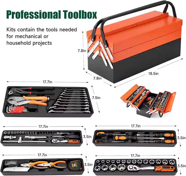 Heavy Duty 85 Pcs Professional Combination Wrench Complete Socket Kit Car Repair Hand Tools Set