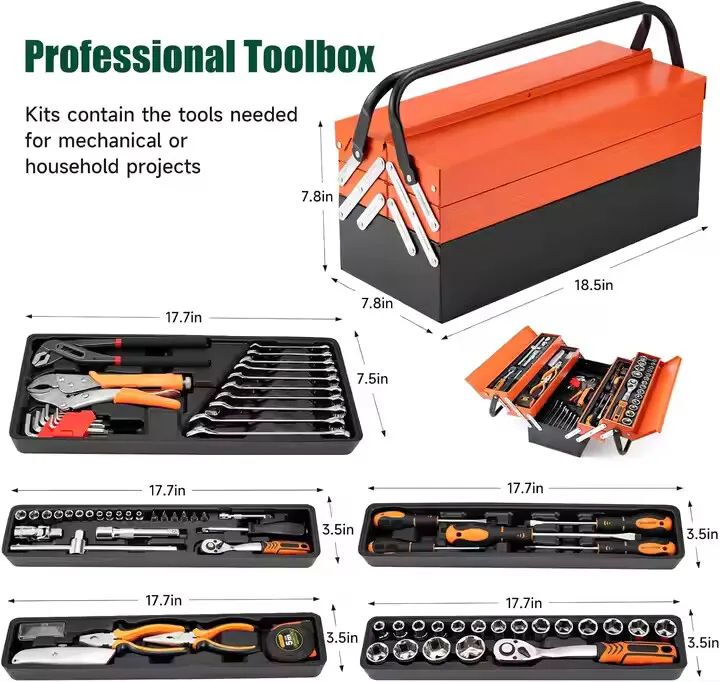 85 Pcs Maintenance Mechanical Repair Tool Set Household Set Auto Repair Tools Kit Socket Wrench Set Box