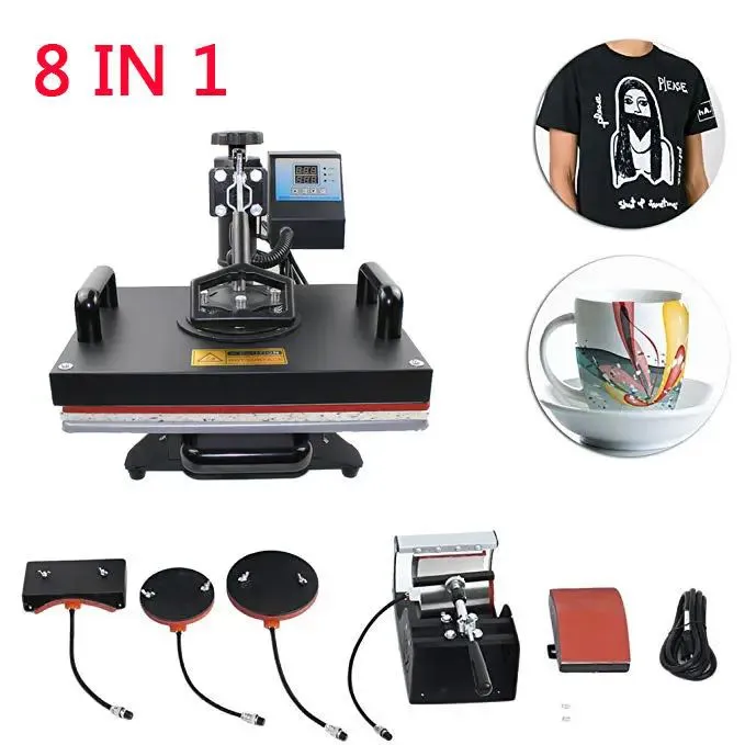 Heat Press Machine 8 In 1 Sublimation Heat Transfer T-shirt Printing Machine