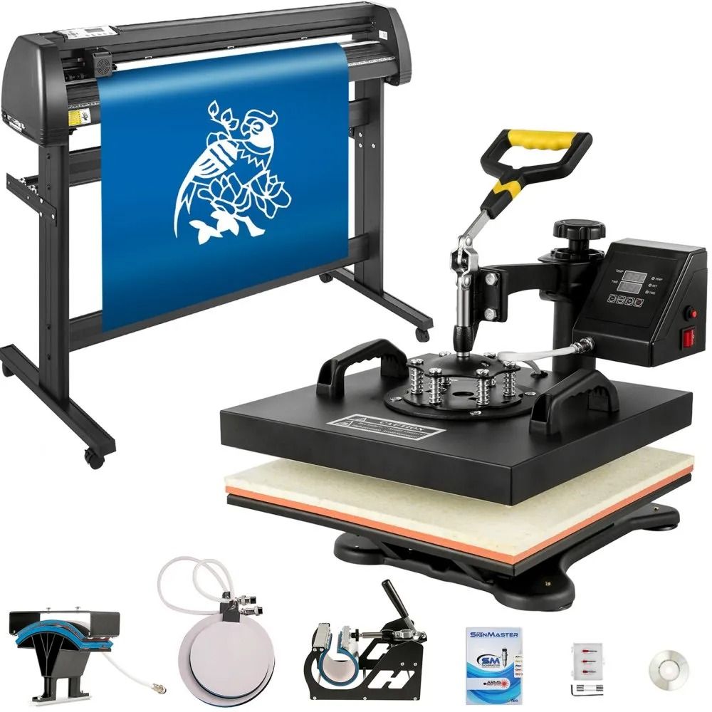 Heat Press 8 In1 Sublimation Machine 15"x12" + Vinyl Cutter 28" Plotter Cutting