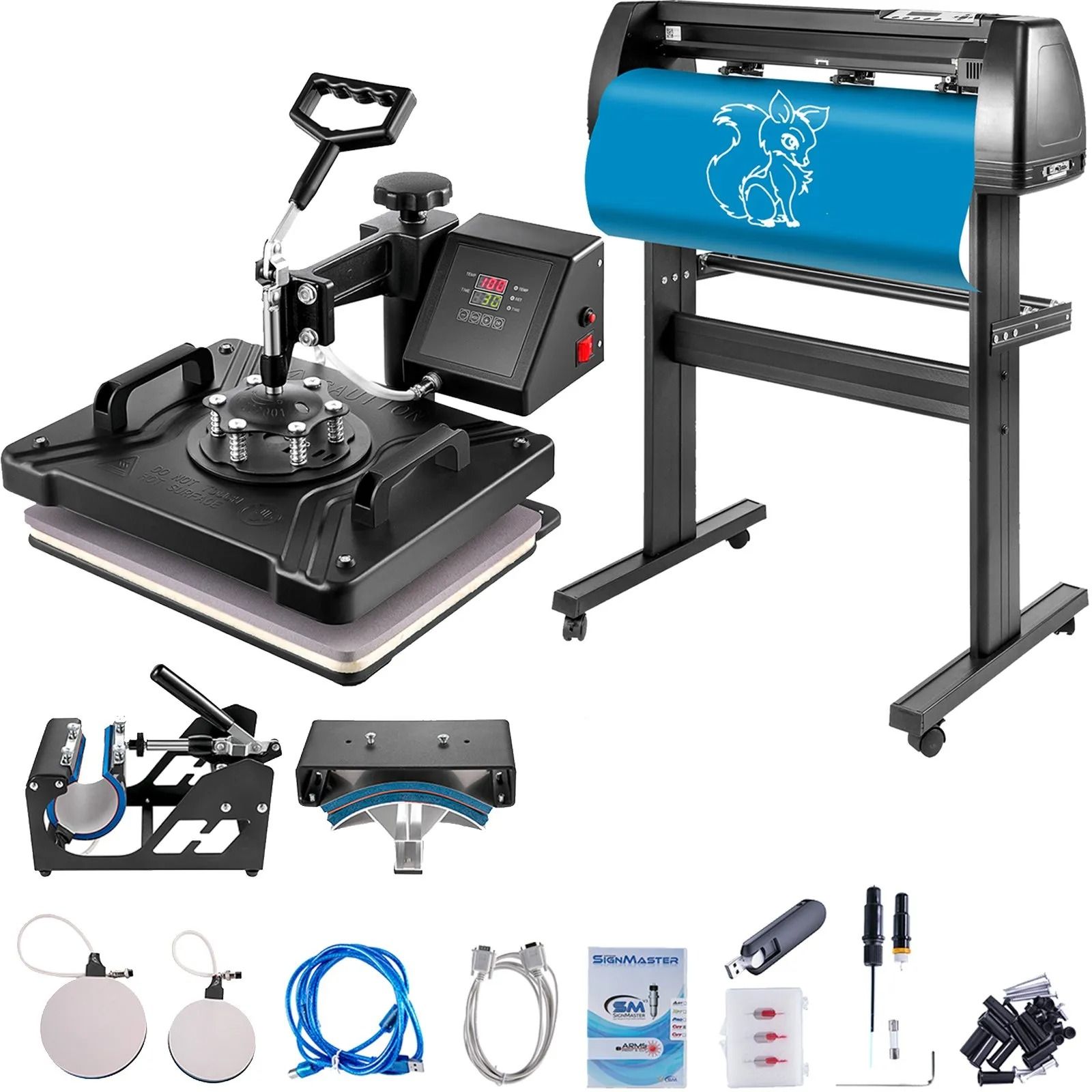 Heat Press 8 In1 Sublimation Machine 15"x12" + Vinyl Cutter 28" Plotter Cutting