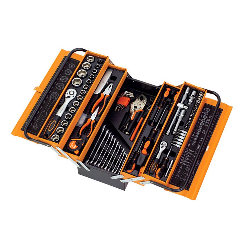 85-piece 20V Household and Automotive Metal Manual Toolbox Set Includes Ratchet Wrenches and Pliers