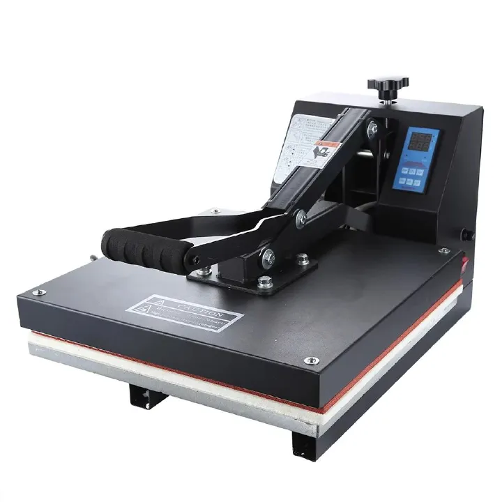 Combo High-performance 38x38cm flatbed heat press for t-shirts, vinyl, and sublimation. Digital timer & temperature control. Fast heat-up. Ideal for home or business