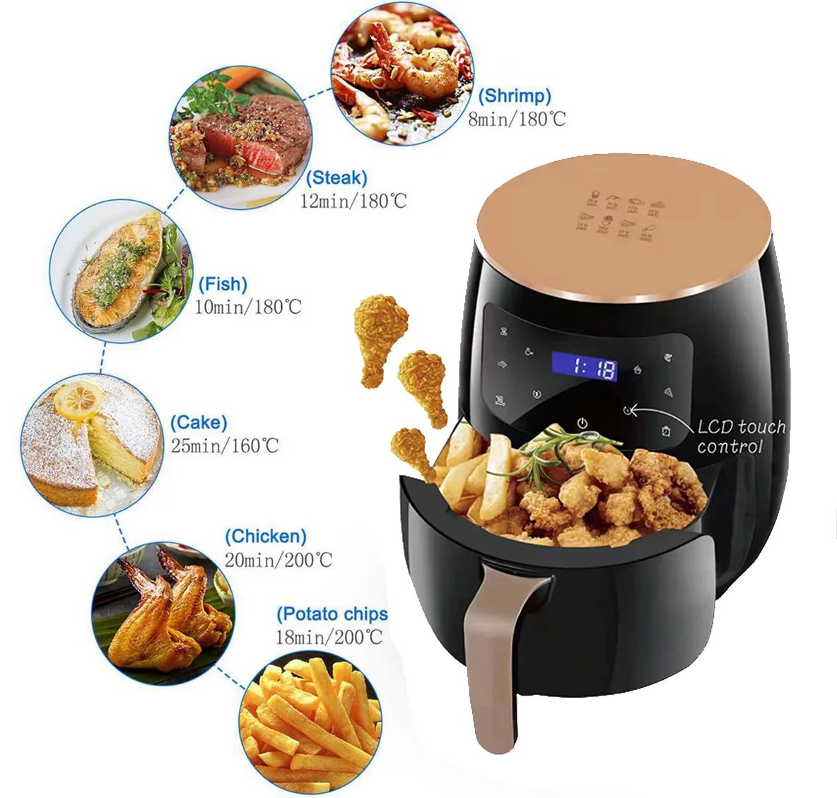 Modern Digital Control Electric air Fryer Oven 6L Capacity Overheat Protection Multi-functional Electric Fryer for Household Use