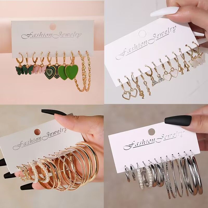 2025 New Fashion Women Elegant And Casual Hoop Earings Green Red Silver Gold Fashion Women Jewelry