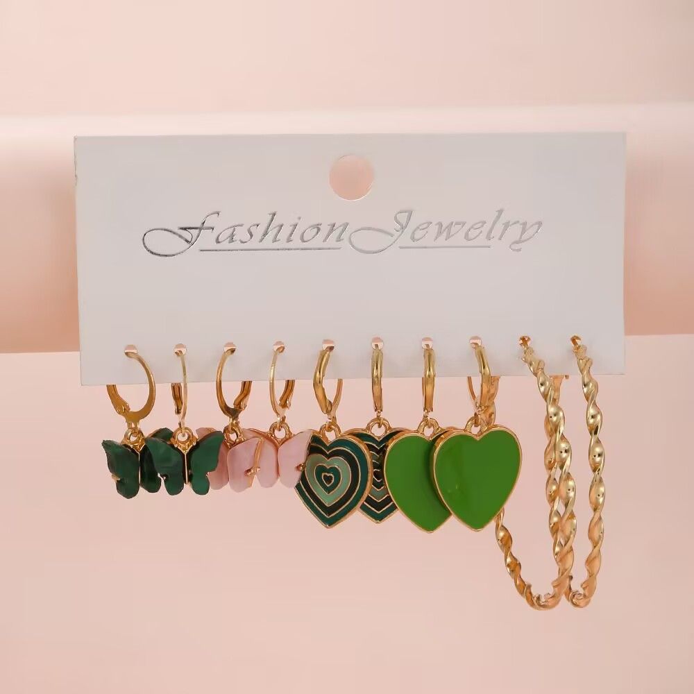 2025 New Fashion Women Elegant And Casual Hoop Earings Green Red Silver Gold Fashion Women Jewelry