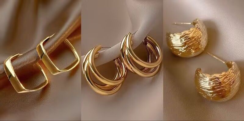 9Pieces/Set Women Elegant Gold Explosive Earrings 2025 New High-grade Metal Women's Fashion Accessories Jewellery