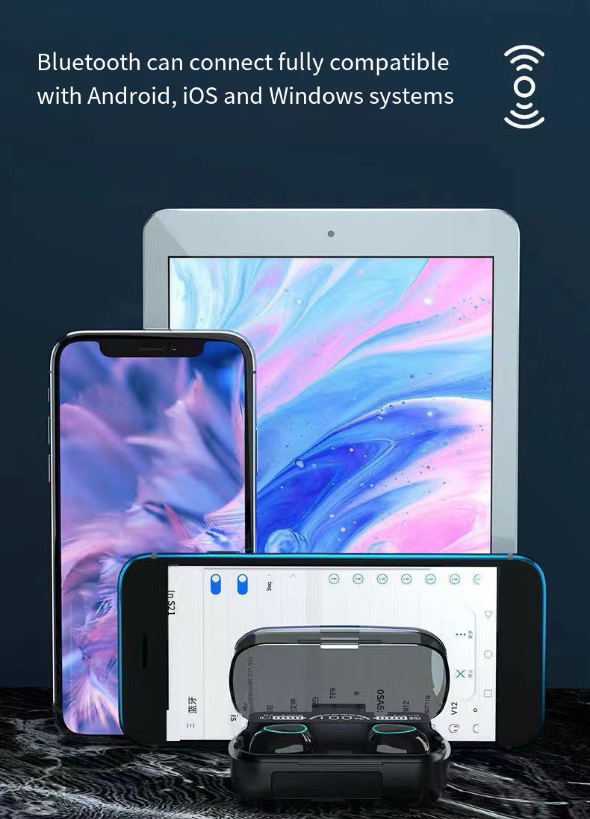 TWS Bluetooth Wireless Stereo Earbuds Bluetooth 5.0 Earphones for iPhone Huawei Smart Mobile Phone