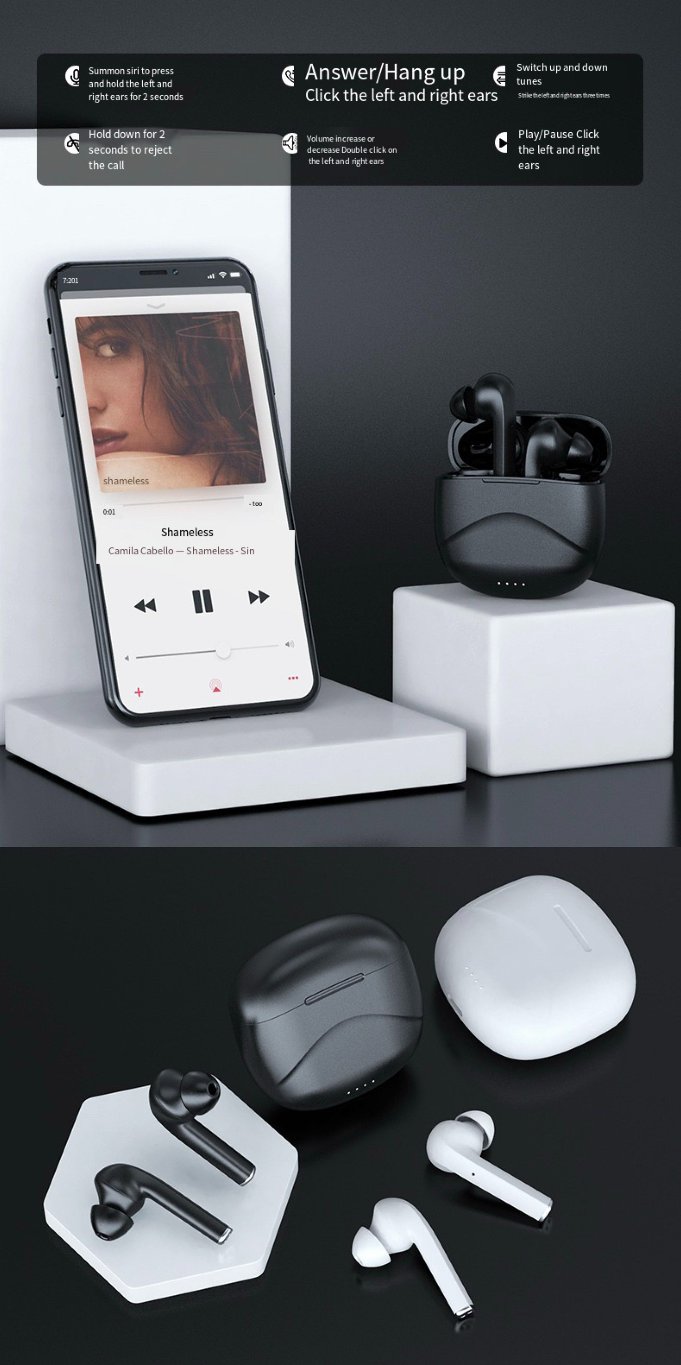 2025 new model TWS5.0 iPod twins bluetooth wireless stereo earbuds sports earrphones for android and iPhone smart phone