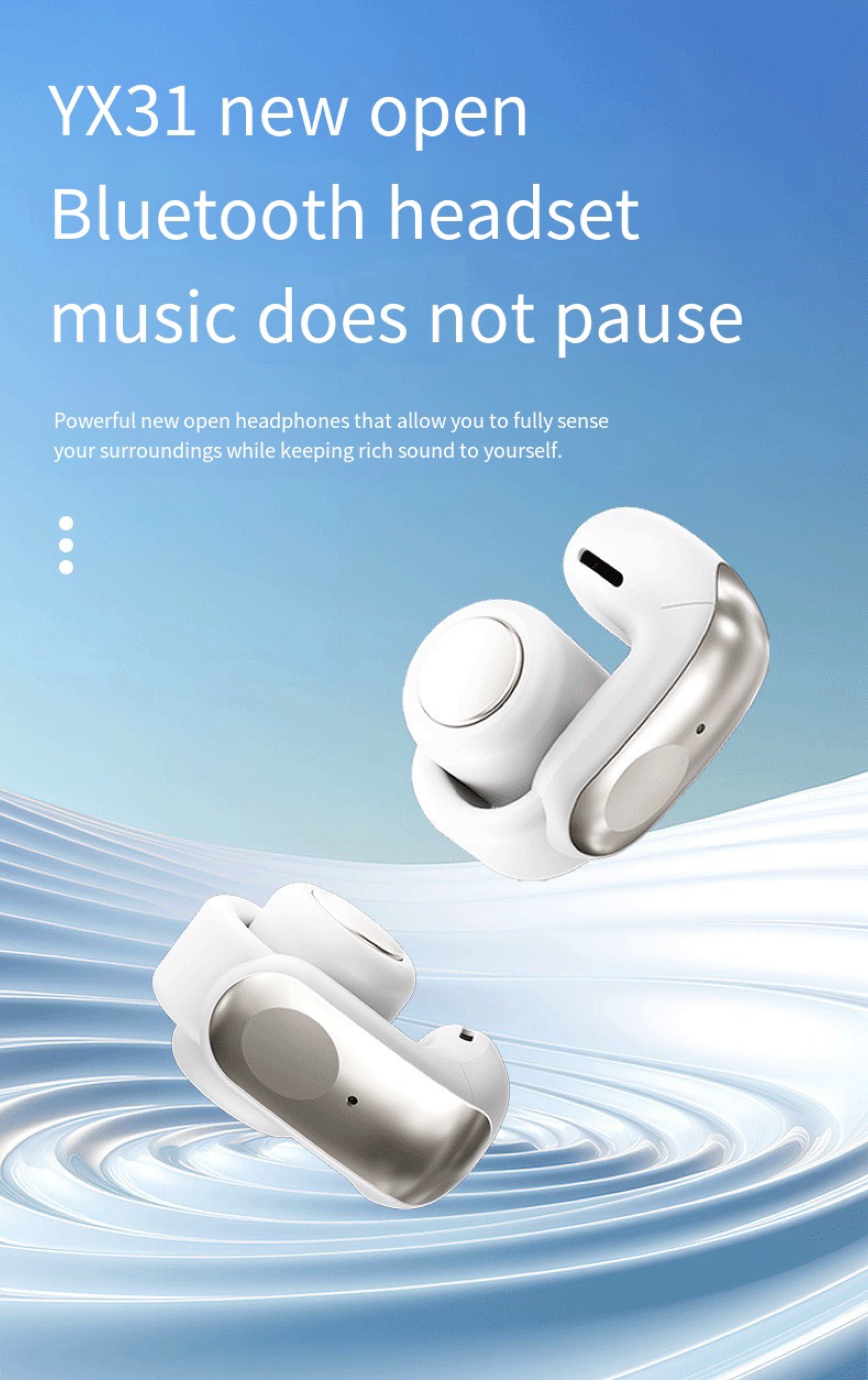 2025 New Model ENC Noice Cancellation Long Standby Ear Clip TWS Automatic Popup Bluetooth Earphones Earphook for Smart Phones