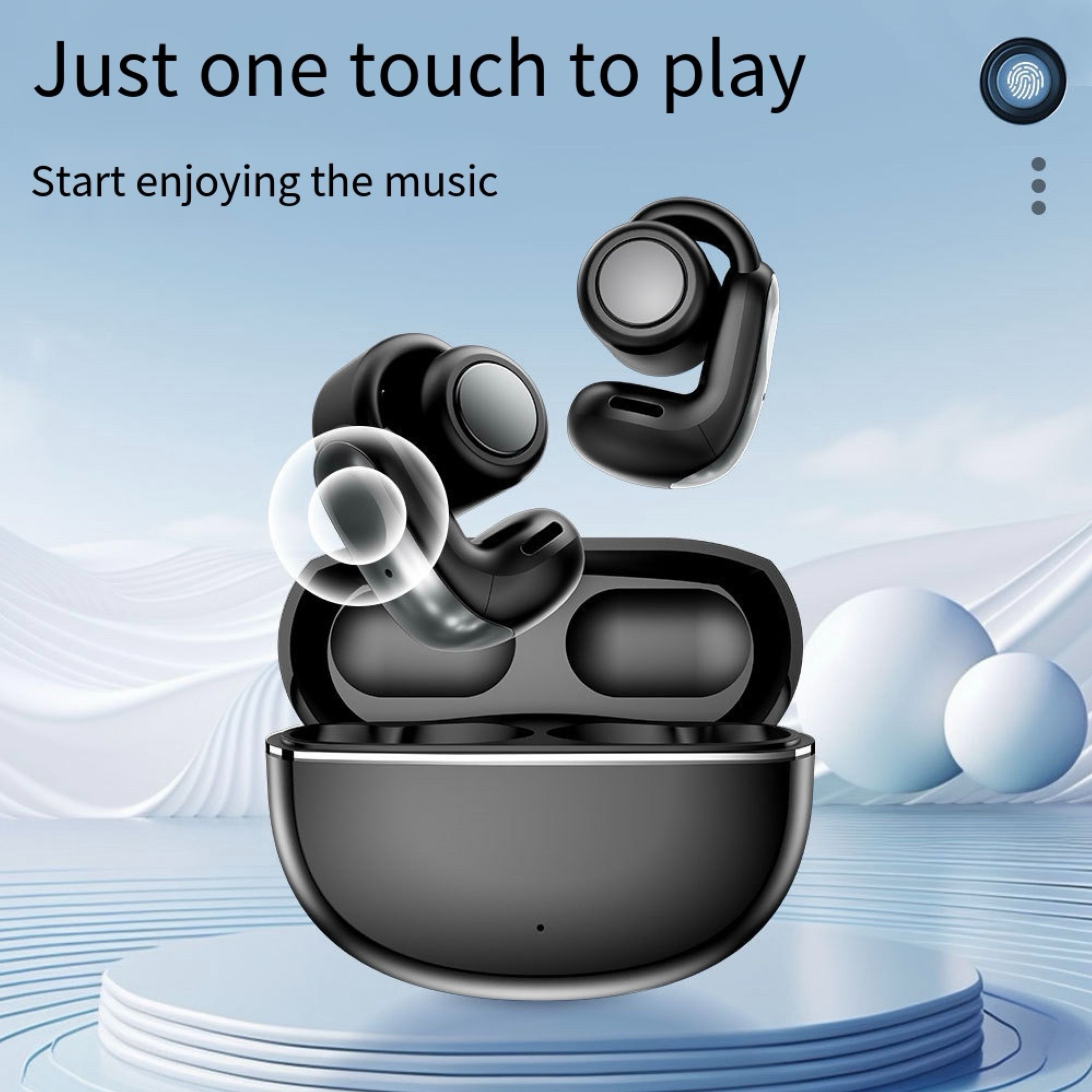 2025 New Model ENC Noice Cancellation Long Standby Ear Clip TWS Automatic Popup Bluetooth Earphones Earphook for Smart Phones
