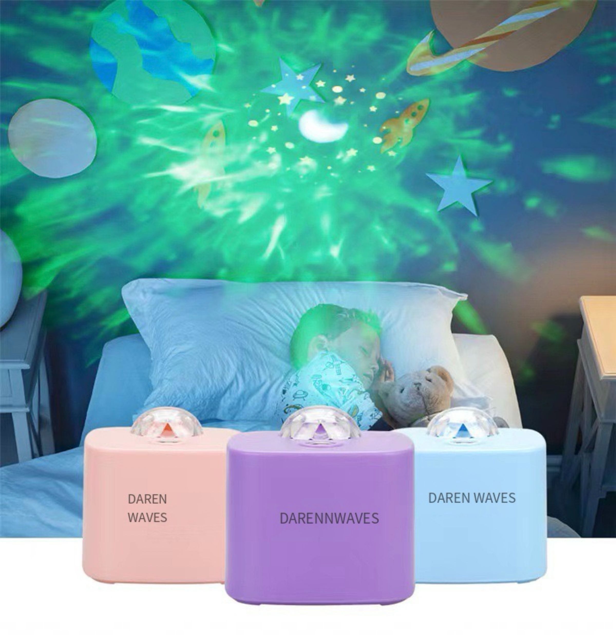 Dream rotating projection ocean wave led lamp with DC cable for party ceremony home indoor decoration