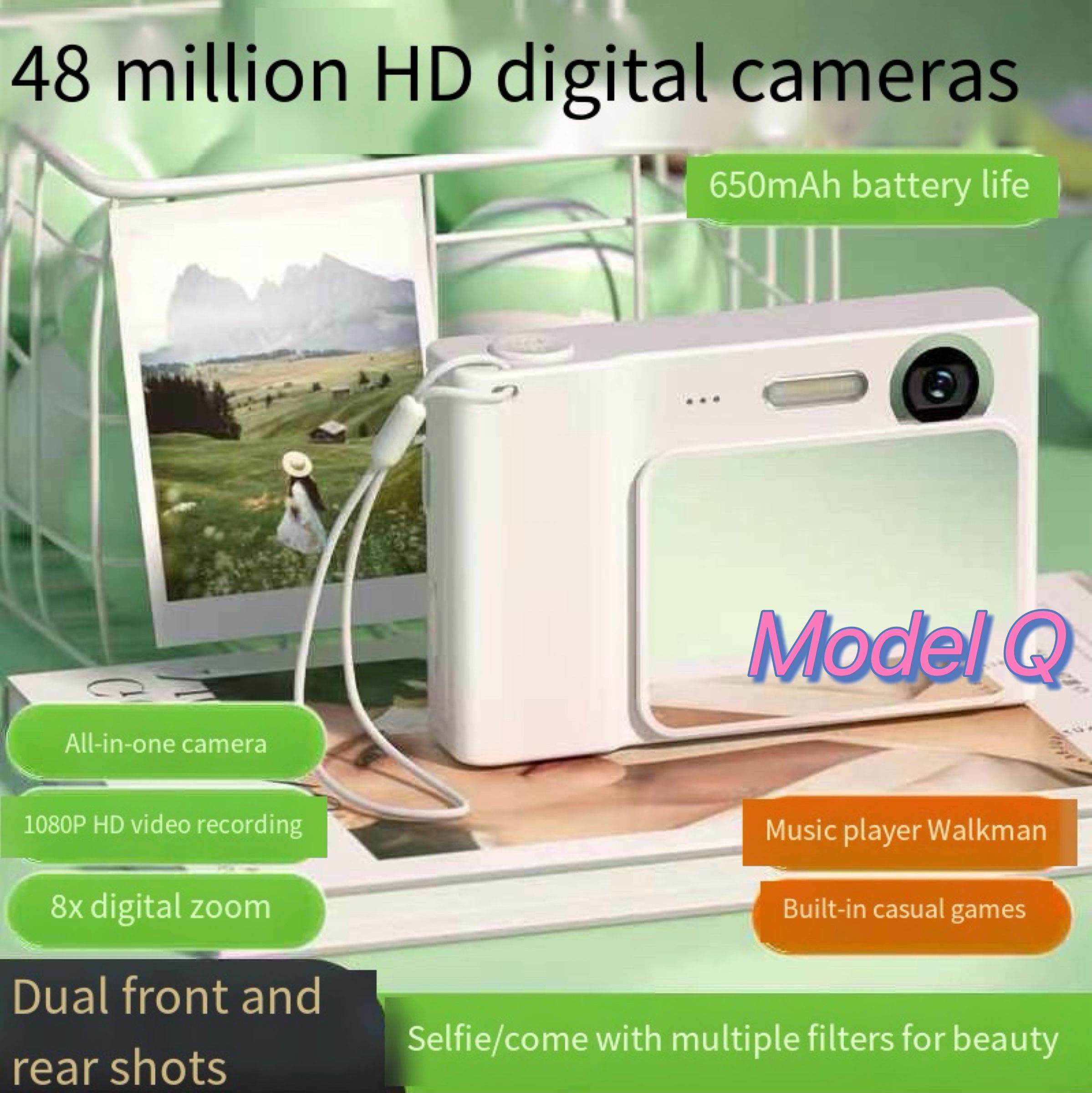 HD Digital Digital Camera Mini Video Camera Optical Digital LCD Camera Instant Camera Polaroid Children Kids Camera CCD Camera Printer Camera