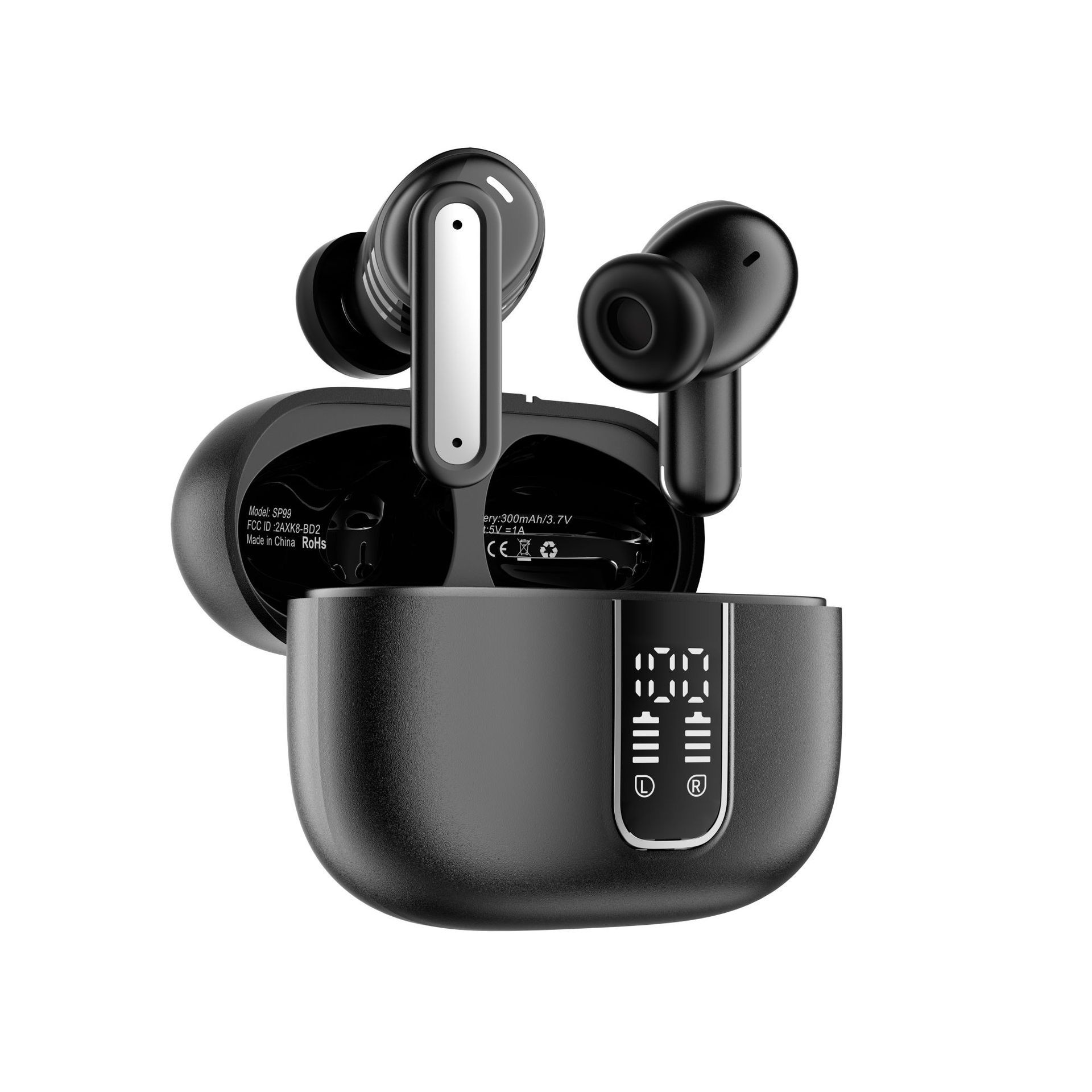 Popup automatic connection long playtime earphones touch finger print tws earbuds bluetooth dual digital display earphones