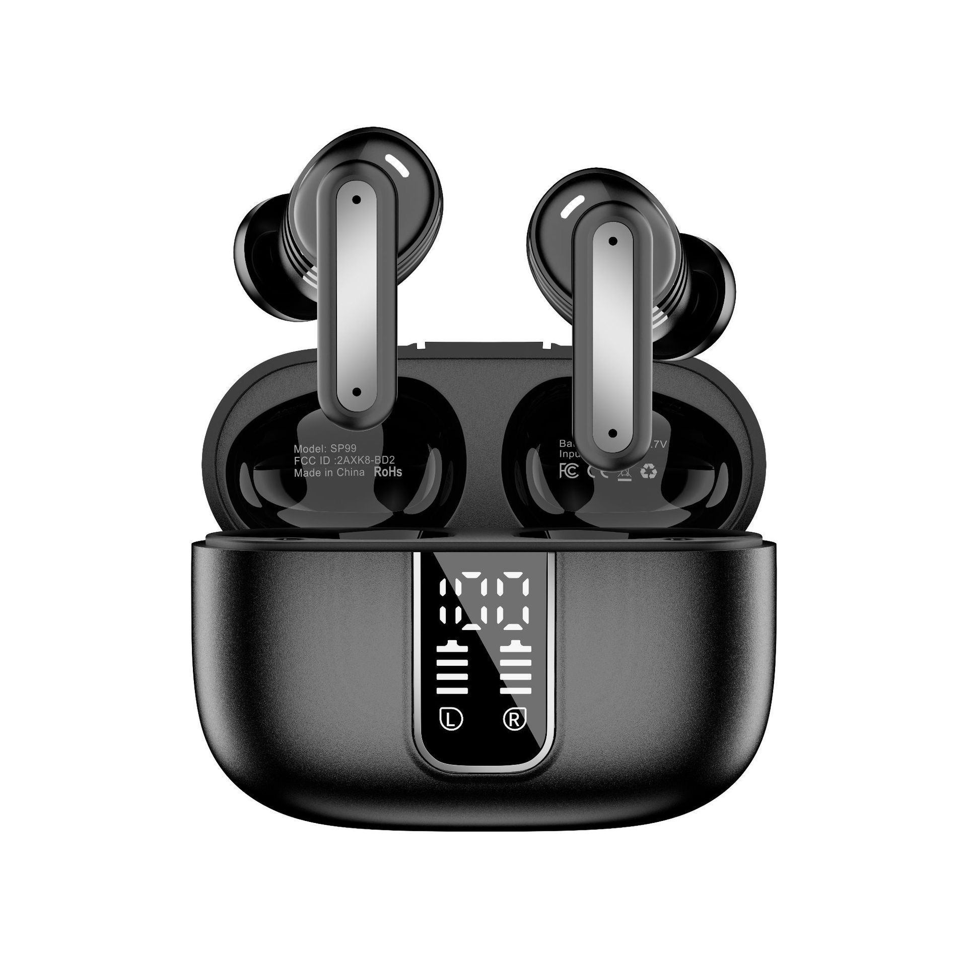 Popup automatic connection long playtime earphones touch finger print tws earbuds bluetooth dual digital display earphones