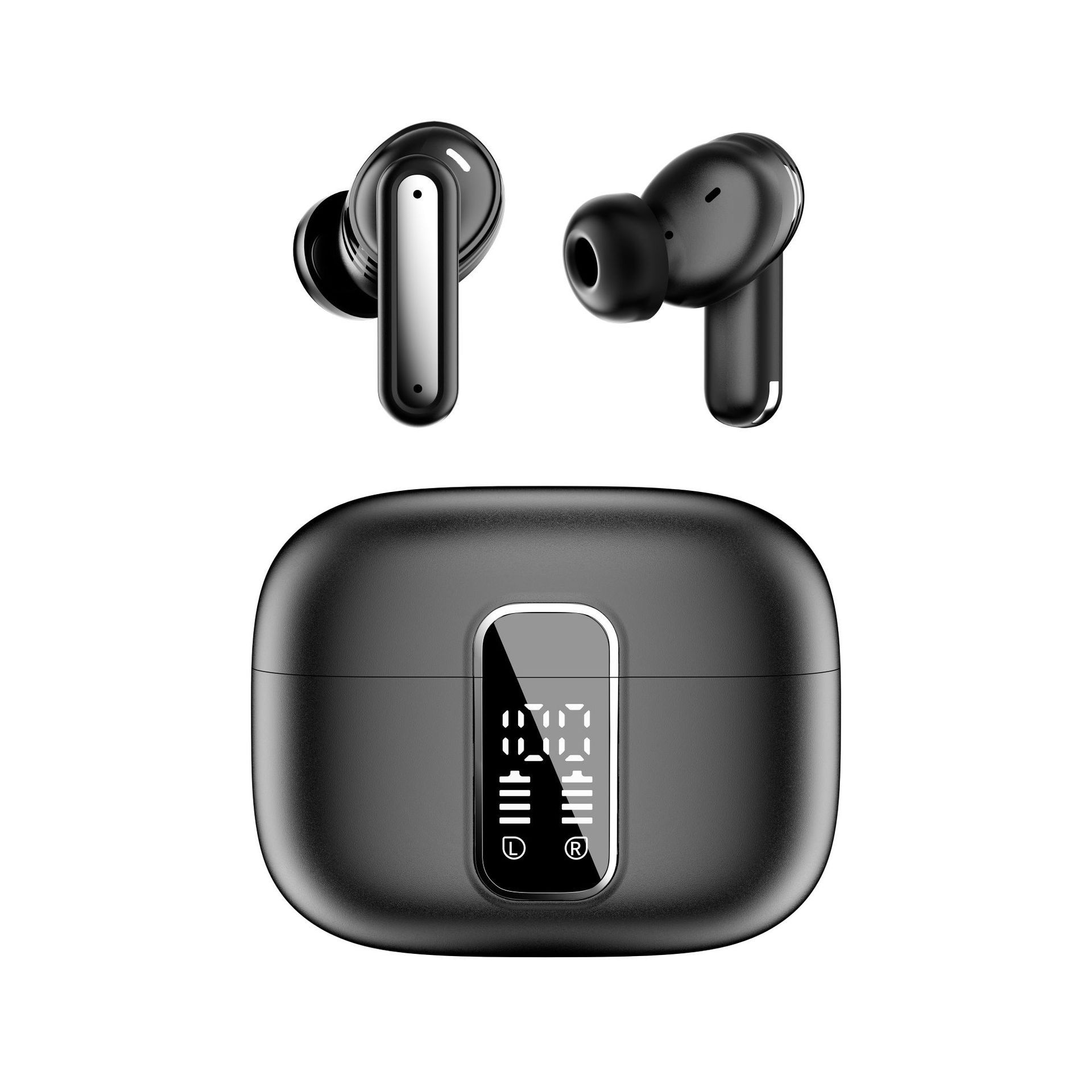 Popup automatic connection long playtime earphones touch finger print tws earbuds bluetooth dual digital display earphones