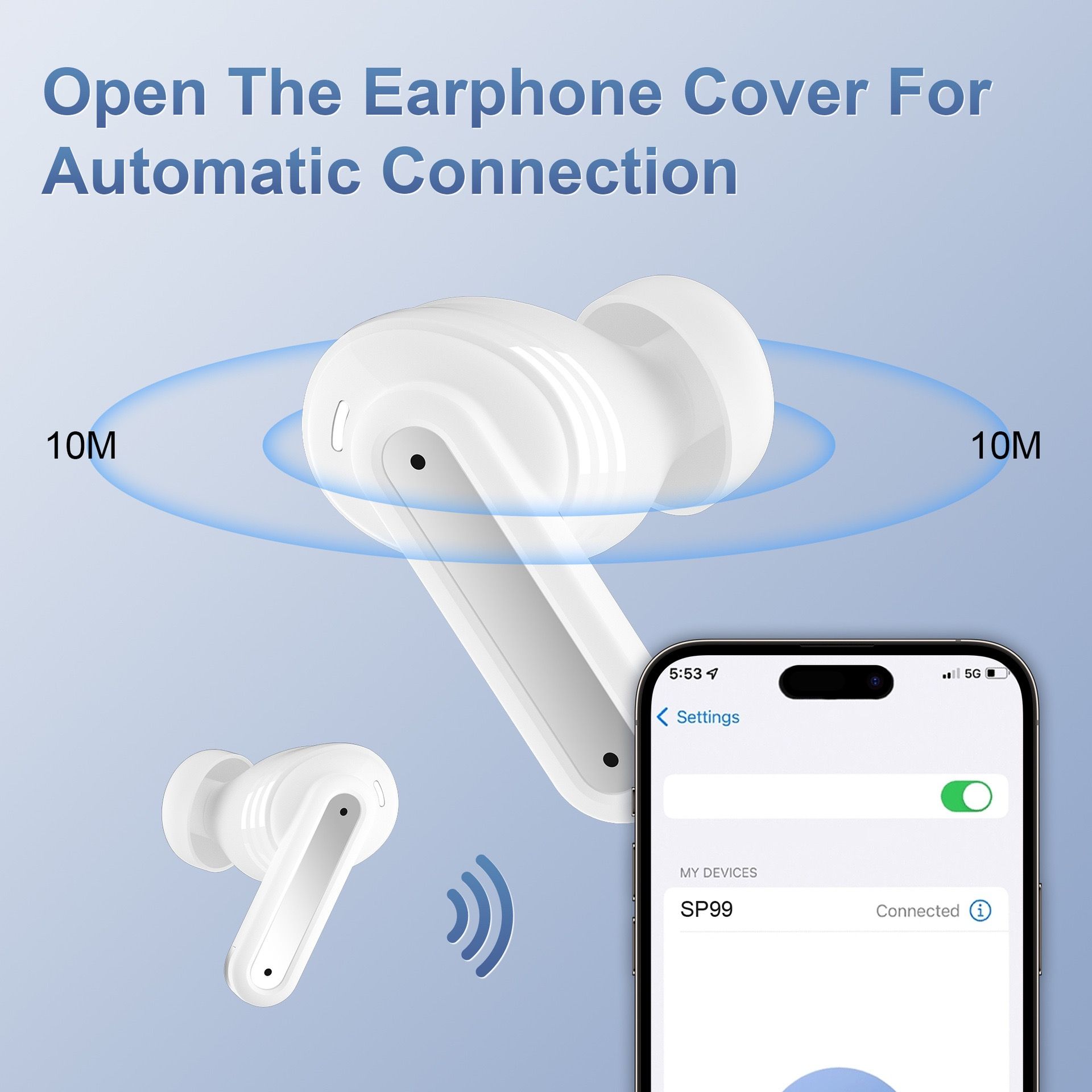 Popup automatic connection long playtime earphones touch finger print tws earbuds bluetooth dual digital display earphones