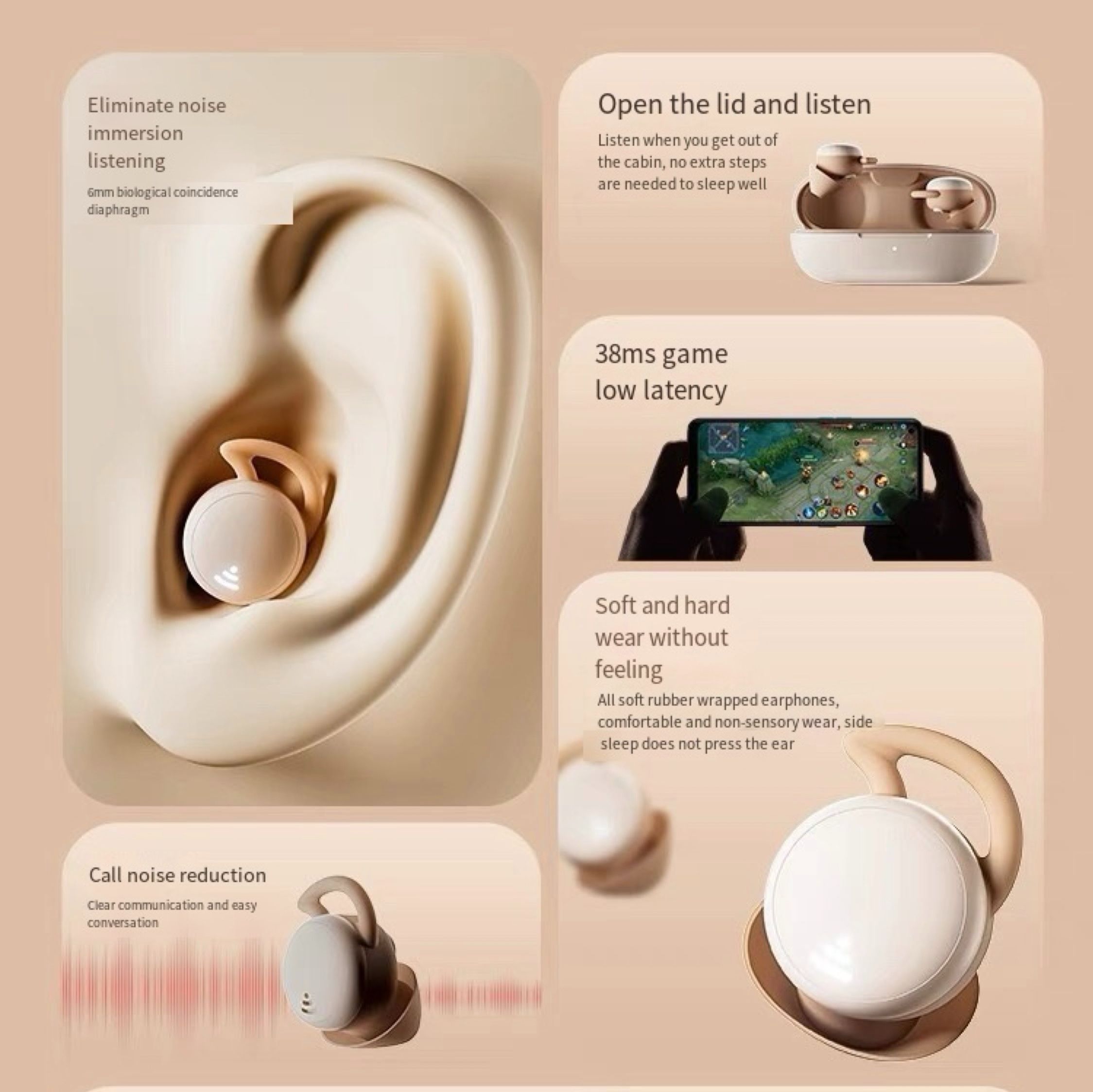 Newest model noice cancellation long standby AI earphones universal tuning earbuds